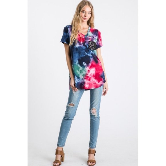 Heimish Tie Dye Sequin Top, Navy - Picture 2 of 5